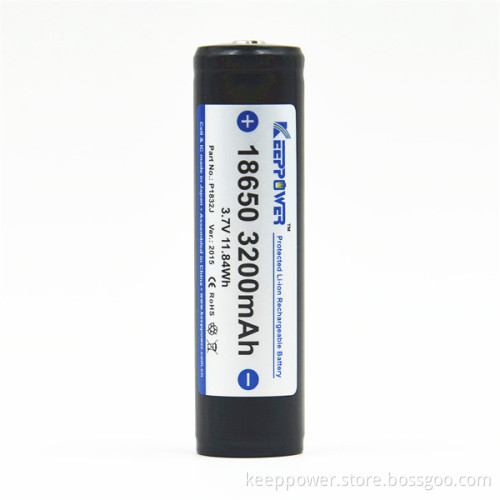KeepPower P1832J li-ion 18650 3.7v 3200mah battery with protection